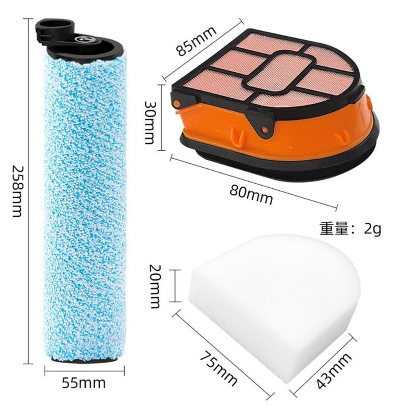 High Performances Washable Roller Brushes and Filters Set for WD161, WD261, AW261 Vacuum Cleaners Accessories Enduring