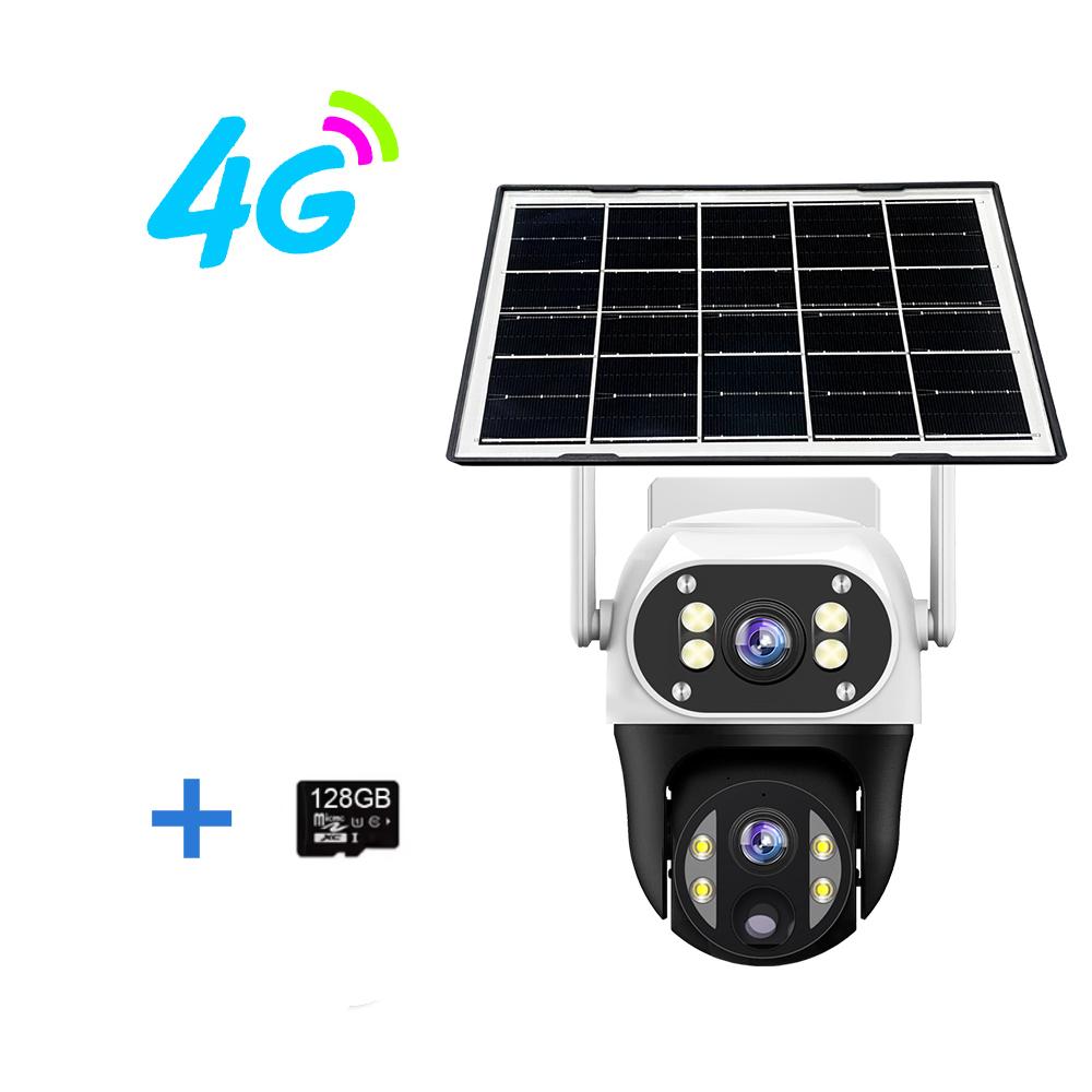 V380 Outdoor Home Garden Monitoring Dual Lens Full Color Night Vision 4G/Wifi Remote Solar Camera