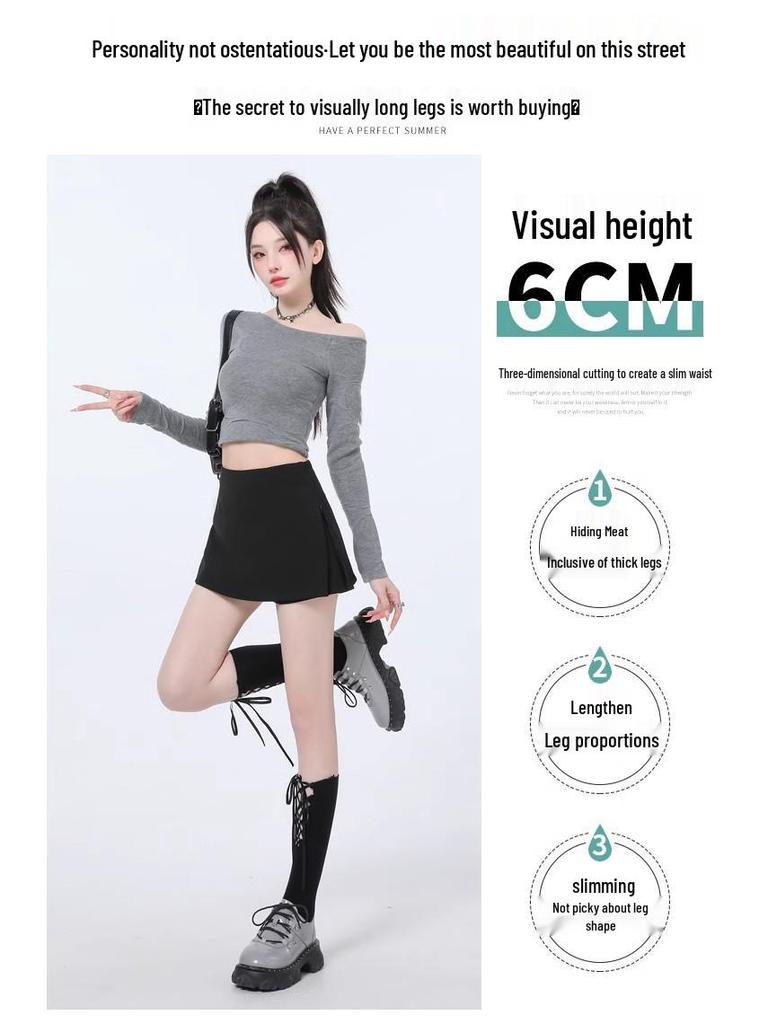 2025 Women's High Waist Black Bodycon Midi Skirt with Side Slit – Spring/Summer Hot Style Suit Shorts