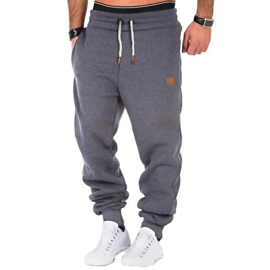 

Men Sports Pants Drawstring Elastic Waist Solid Color Pockets Soft Breathable Stretchy Ankle-banded Men Jogging Gym Trousers 2XL темно-серого