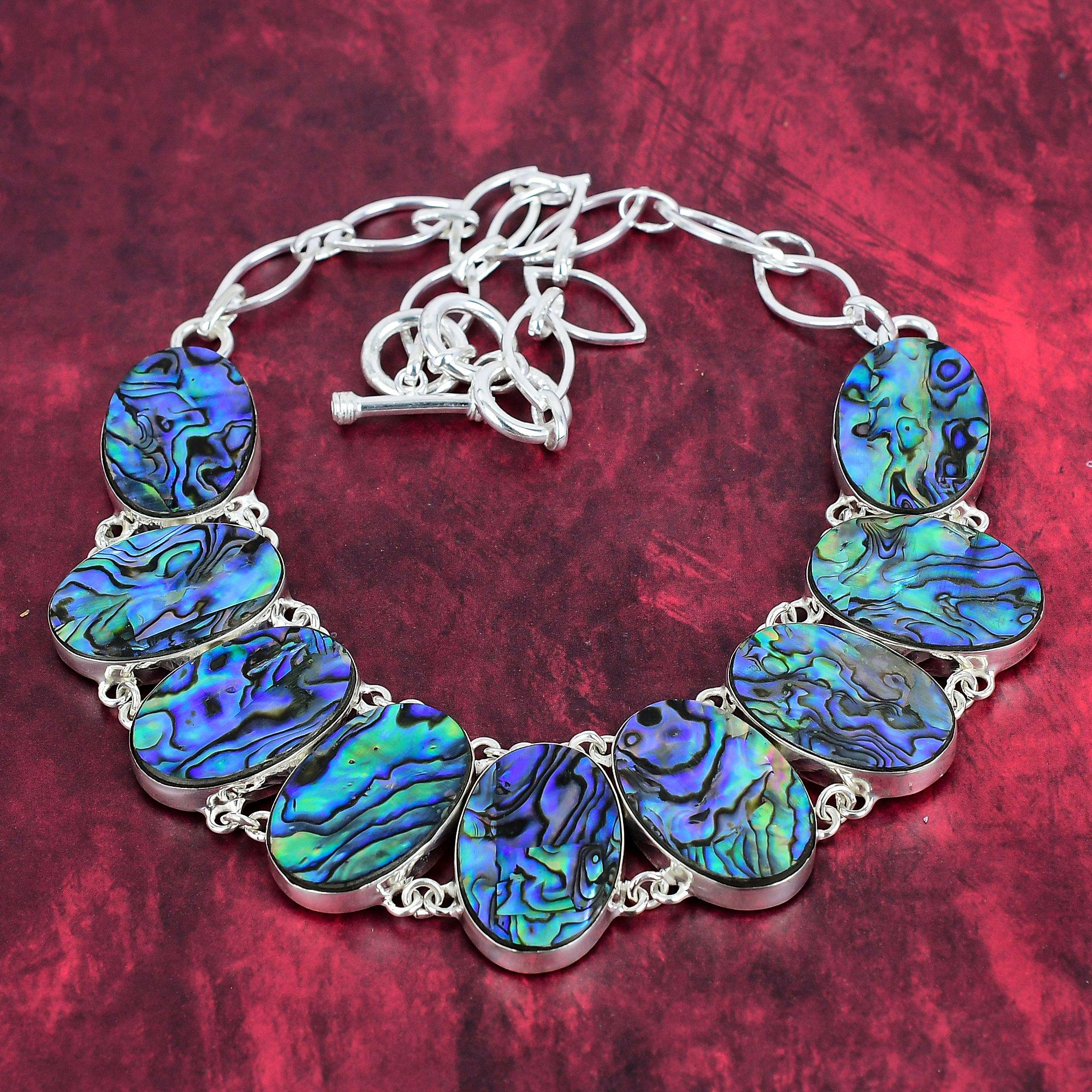 

Ожерелье в форме ракушки из морского ушка, стерлинговое серебро 925 пробы, регулируемая цепочка, ожерелье, подарок для женщин, ювелирное ожерелье ручной работы из драгоценных камней Adjustable with 18 inches синий