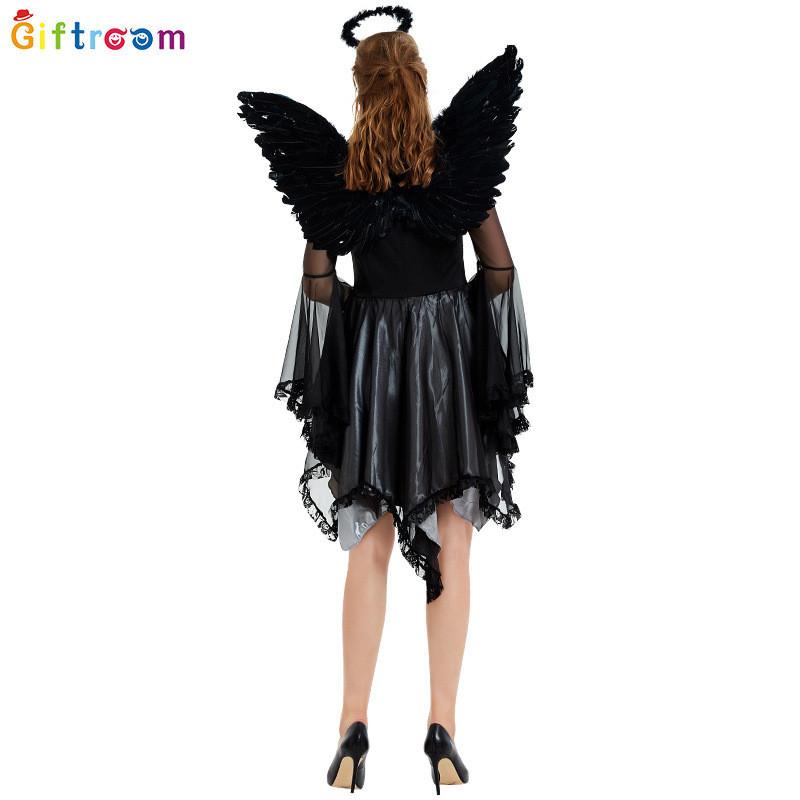 Women's Dark Angel Wings Cosplay Outfit Made With Soft Polyester For Halloween Fun