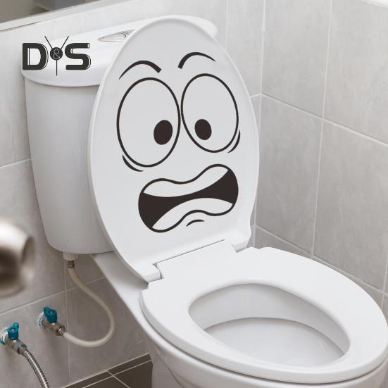 Toilettenaufkleber mit erschrockenem Ausdruck, wasserdicht, entfernbar, selbstklebend, PVC, Wandkunst, Cartoon-Ausdruck, Toilettensitzdeckel-Dekoration für Wohnzimmer und Badezimmer