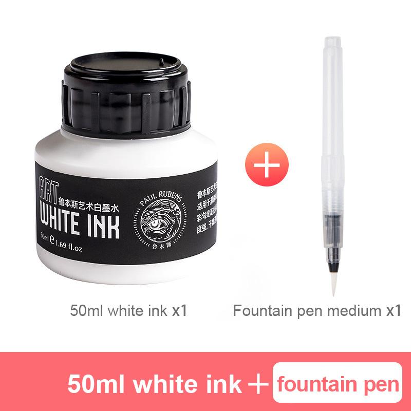 50ml White Ink for Drawing Illustration Hand-Painted Highlights Hook Line Corrections Highly Opaque Quick-Drying Art Manga Ink