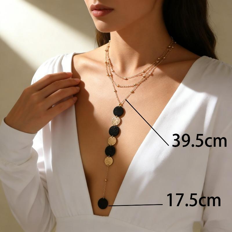 Geometric Necklace Korean Version Tassel Long Autumn and Winter Necklace Simple Niche Versatile