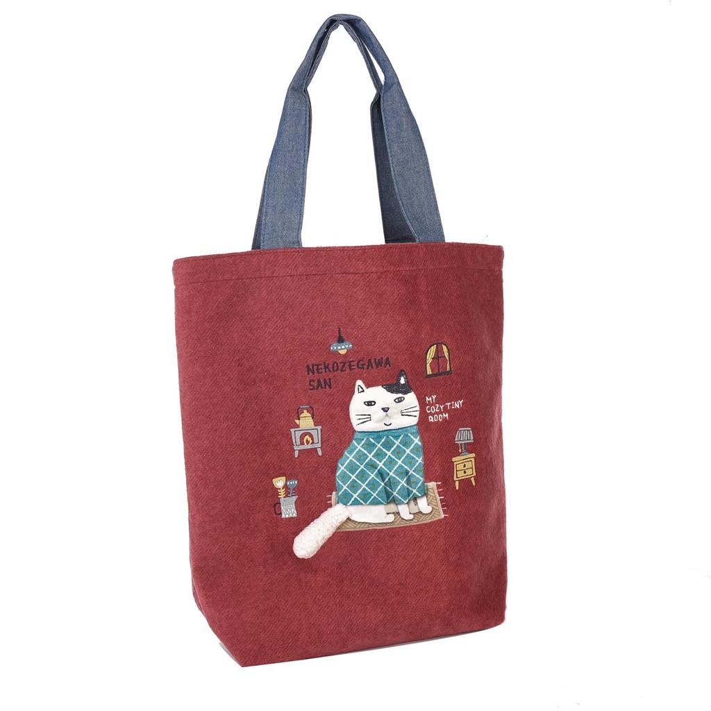Kusguru Japan Women's Fleece Tote Bag, 247627, Red