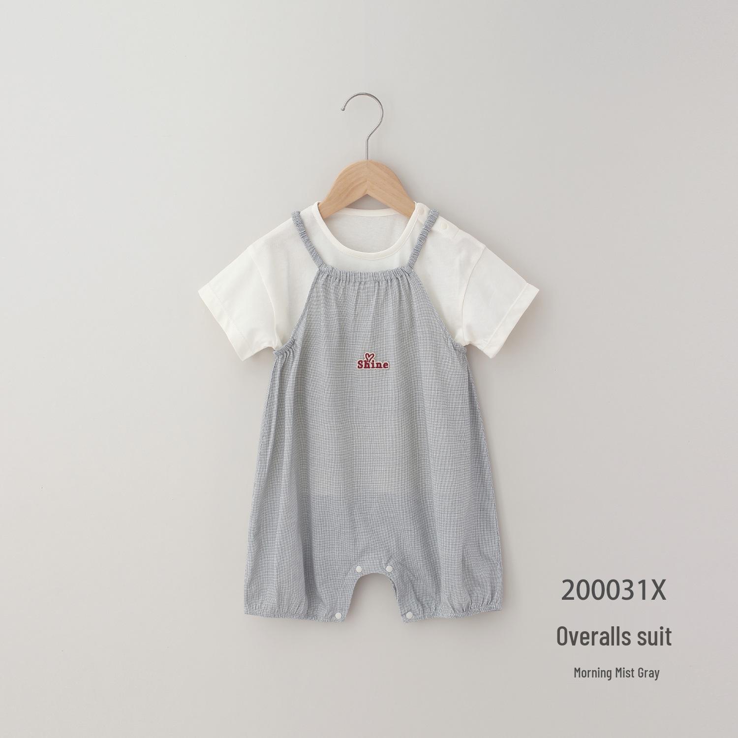 

Ouyuan British Style Summer Baby Boys Skin-Friendly Cotton Overalls Set 90 cm