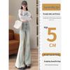 Women's 2025 Winter High Waist Velvet Tassel Bell Bottom Fishtail Jeans – Four-Way Stretch, Wide Leg, Floor Length