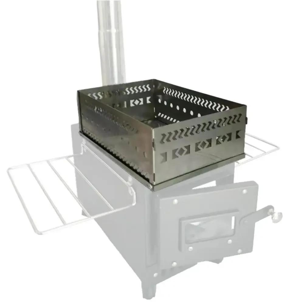 Charcoal Fire Box Foldable Sauna Stone Holder Heat-resistant Wood Stove Accessories For Sauna Hiking Fishing Cooking Barbecue