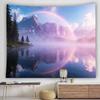 Rainbow Mountain Lake Tapestry Nature Reflection Landscape Wall Hanging Aesthetic Decor Living Room Bedroom Dorm