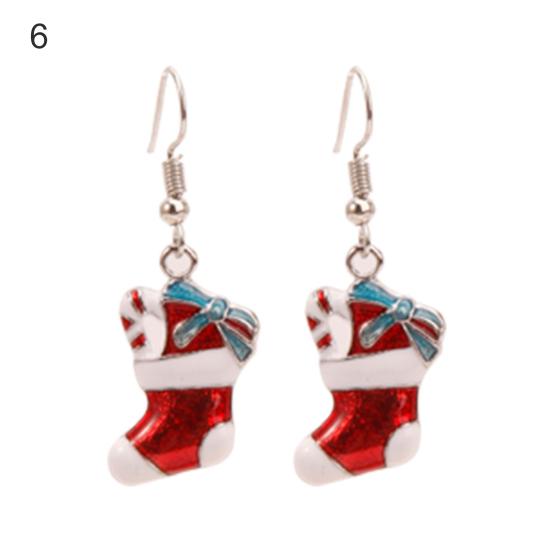 1 Pair Christmas Earrings Santa Claus Wreath Accessory Deer Socks Dangle Earrings for Christmas