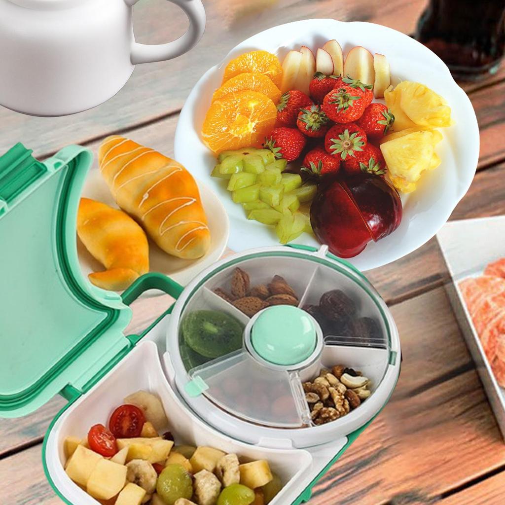 Snack Rotating Container Multifunction Sealing Lunch Box Sealed Fruit Tray with Lid Leakproof Road Trips for Veggie Kids Adults