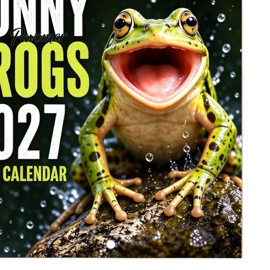 Yearly Planning Tool 2027 Funny Frog Wall Calendar, Cute Animal Illustration Monthly Planner Appointment for Home Office, Mark Important Dates,