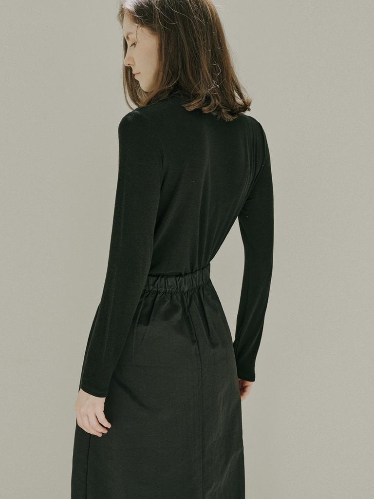 AVANT-G Waistband Volume Maxi Skirt - Black
