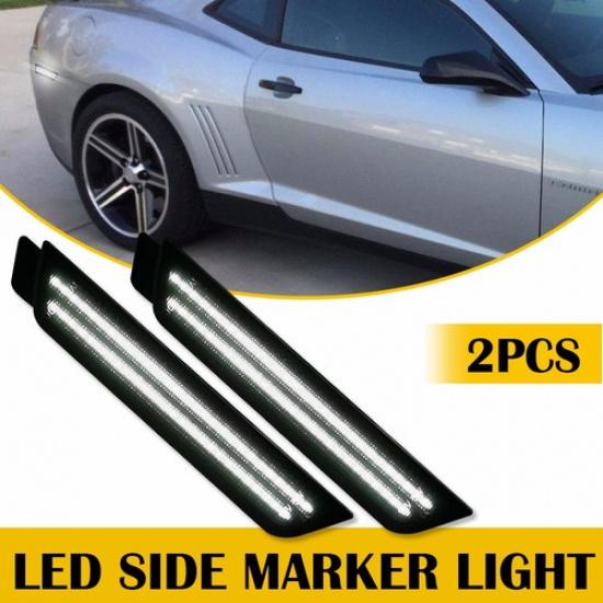 Smoked Lens Rear Side LED Marker White Lamps w/24-SMD LED Light For Camaro 10-15