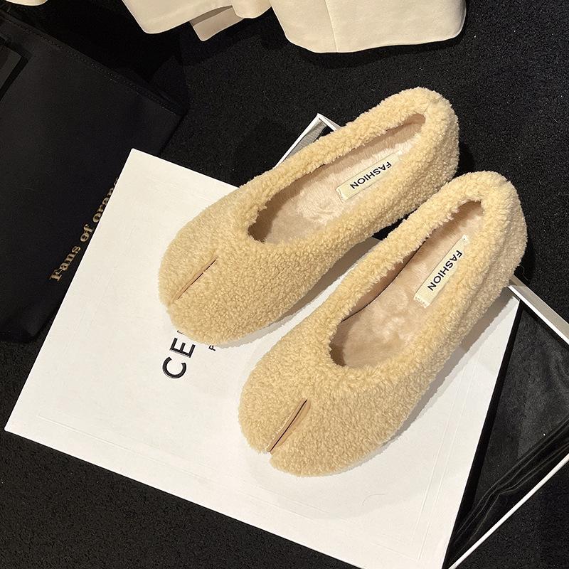 Internet Celebrity Mao Mao Shoes Women Wear In Autumn and Winter 2025 New Flat-bottomed One-pedal Cotton Ladyshoes Fashion Soft-soled Doudou Shoes
