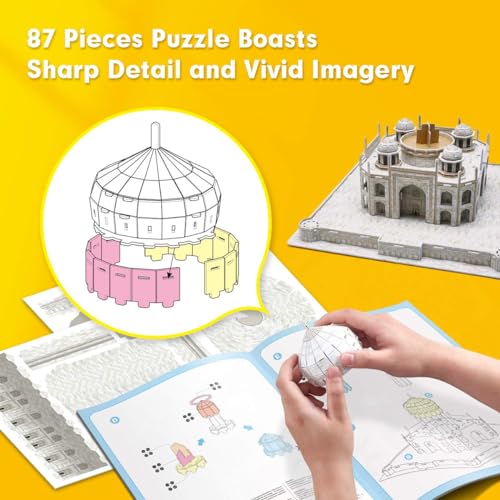ASSYME Cubic Fan 3D Puzzle Craft Kit, Taj Mahal, DS0981h, No Glue or Tools Required