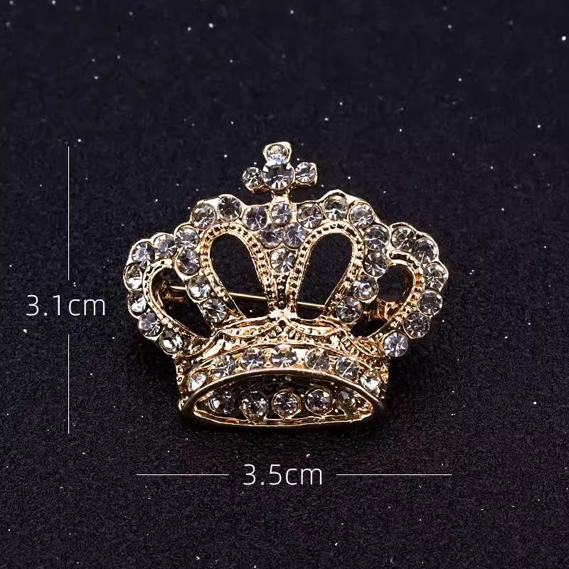 Three-dimensional Crown Brooch, High-end Feminine Collar Pin, Formal Brooch, Sweater and Suit Pin