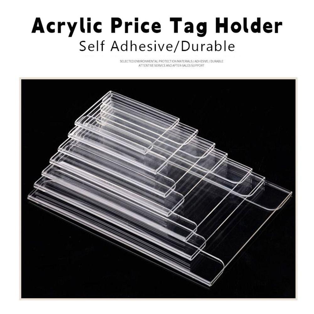 10PCS/Set New Acrylic Price Tag Holder Transparent Self Adhesive Label Sign Shelf Label Display Stand Office Use