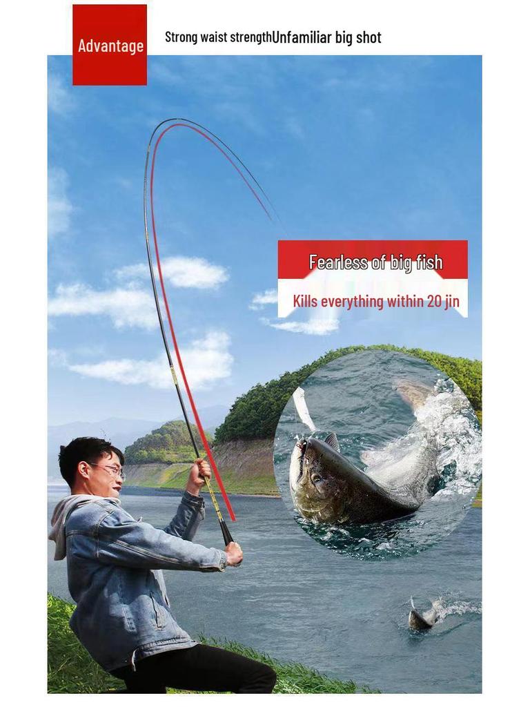 Ultra-Hard, Ultralight Taiwan Carbon Fishing Rod: 28/19 Action, Extremely Fine Design for Crucian Fishing