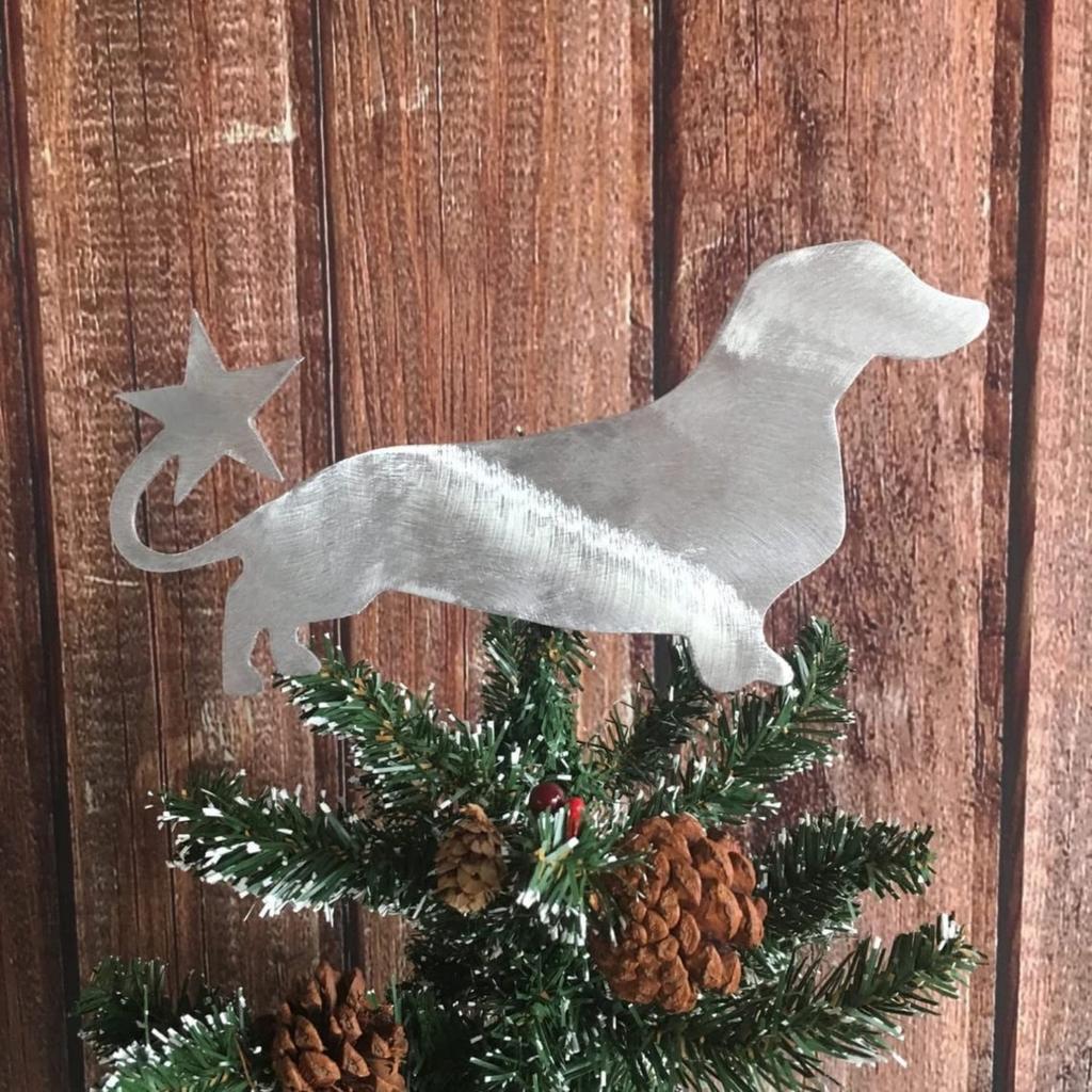 Dachshund Dog Star Christmas Tree Topper - Adorable Iron Art Decoration For Doxie Lovers, 17x15cm