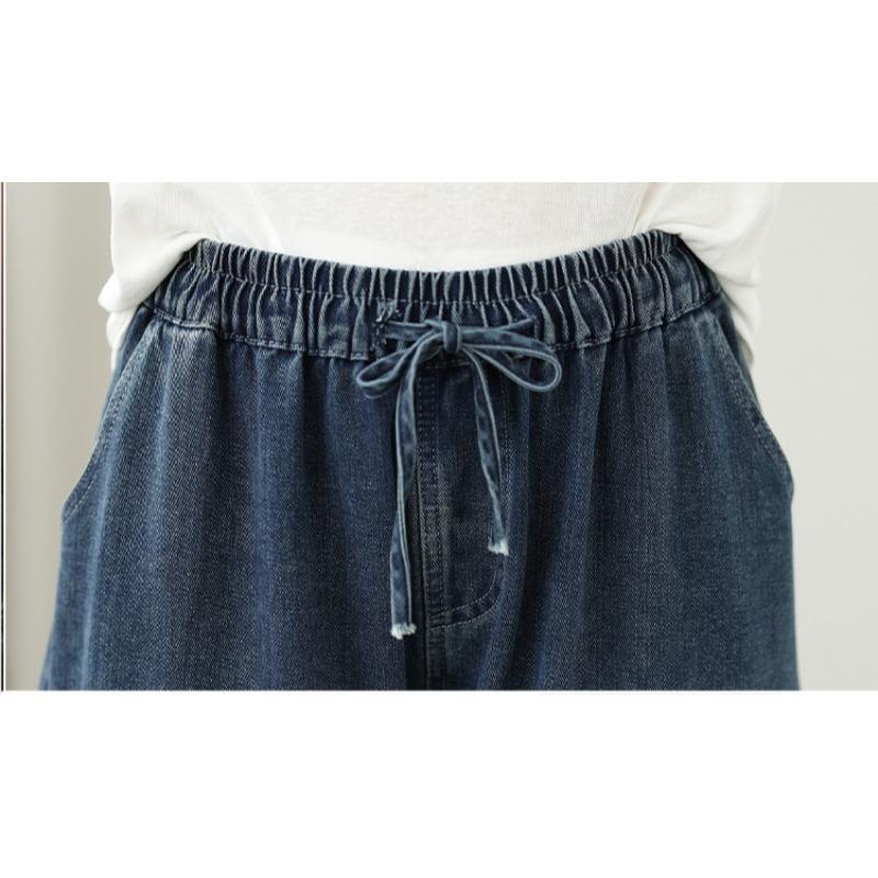 DIMANAF 2025 Plus Size Autumn Jeans New Long Pants Women Loose Denim Trousers Big Size Casual Embroidery
