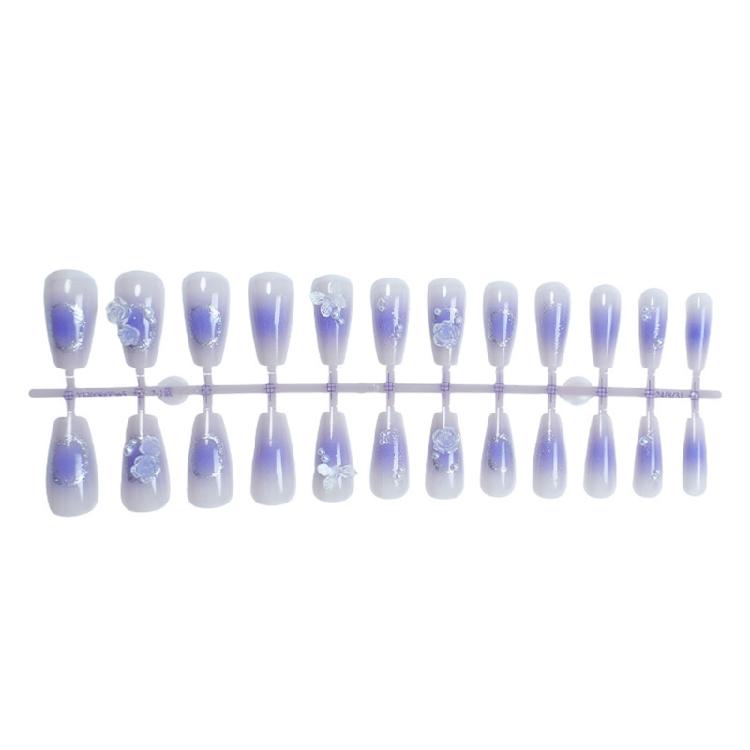 24Pcs Press on Nail Coffin Glues on Nail French Fake Nail Designs False Nail Artificial Nail Gifts for Women Girls