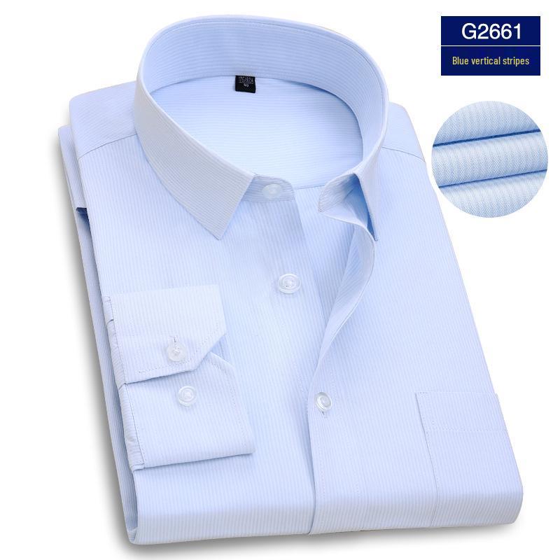 Herre Profesjonell Langermet Hvit Businessskjorte med Brodert Logo, Rynkefri.