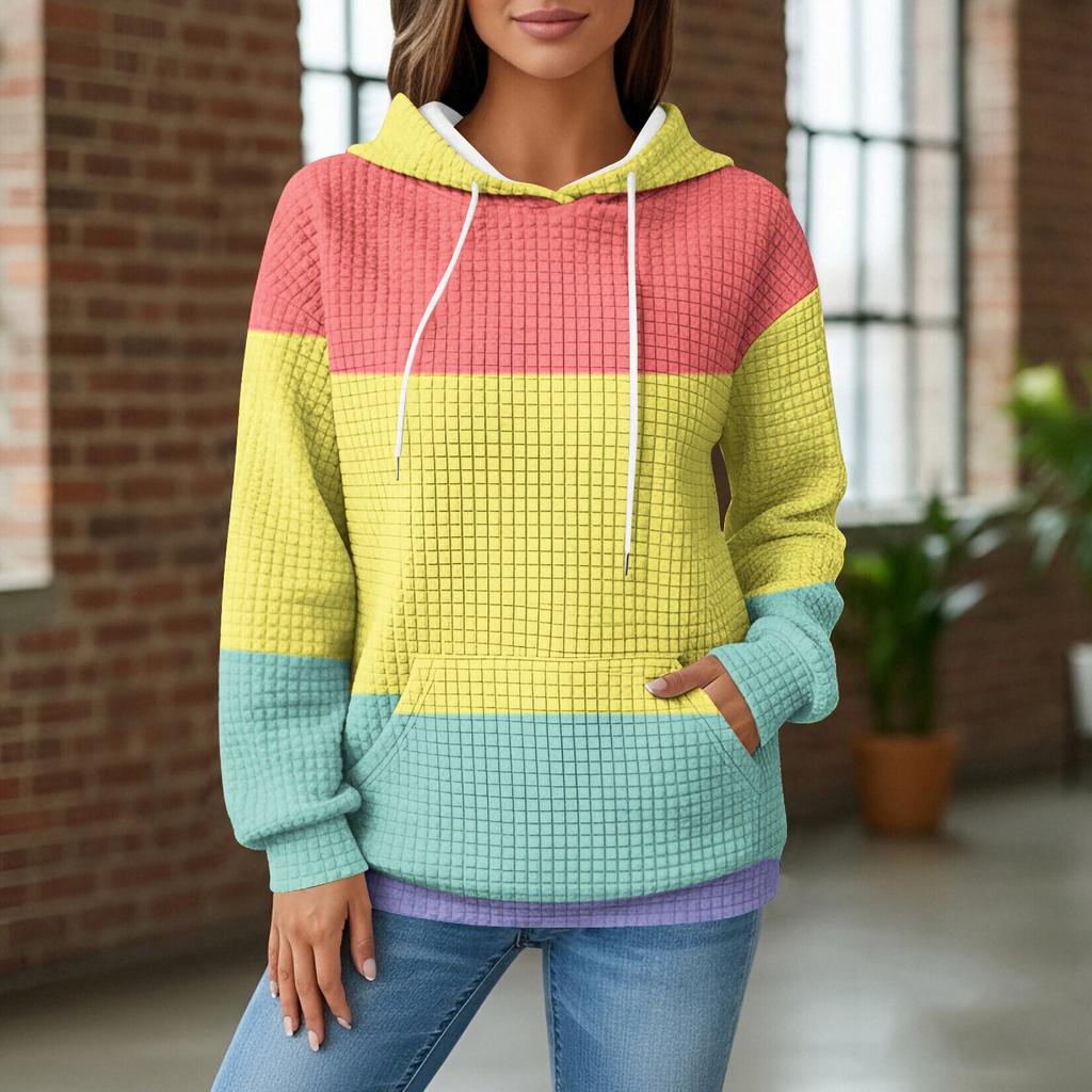 Women's Knit Hoodie - Long Sleeve Pullover with Pocket, Casual Loose-Fit Sweatshirt for Daily Wear/Outdoor