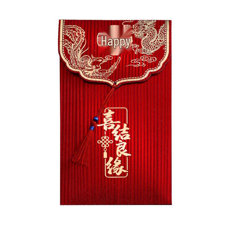 Dragon & Phoenix Tassel Wedding Red Packets (6-pack)
