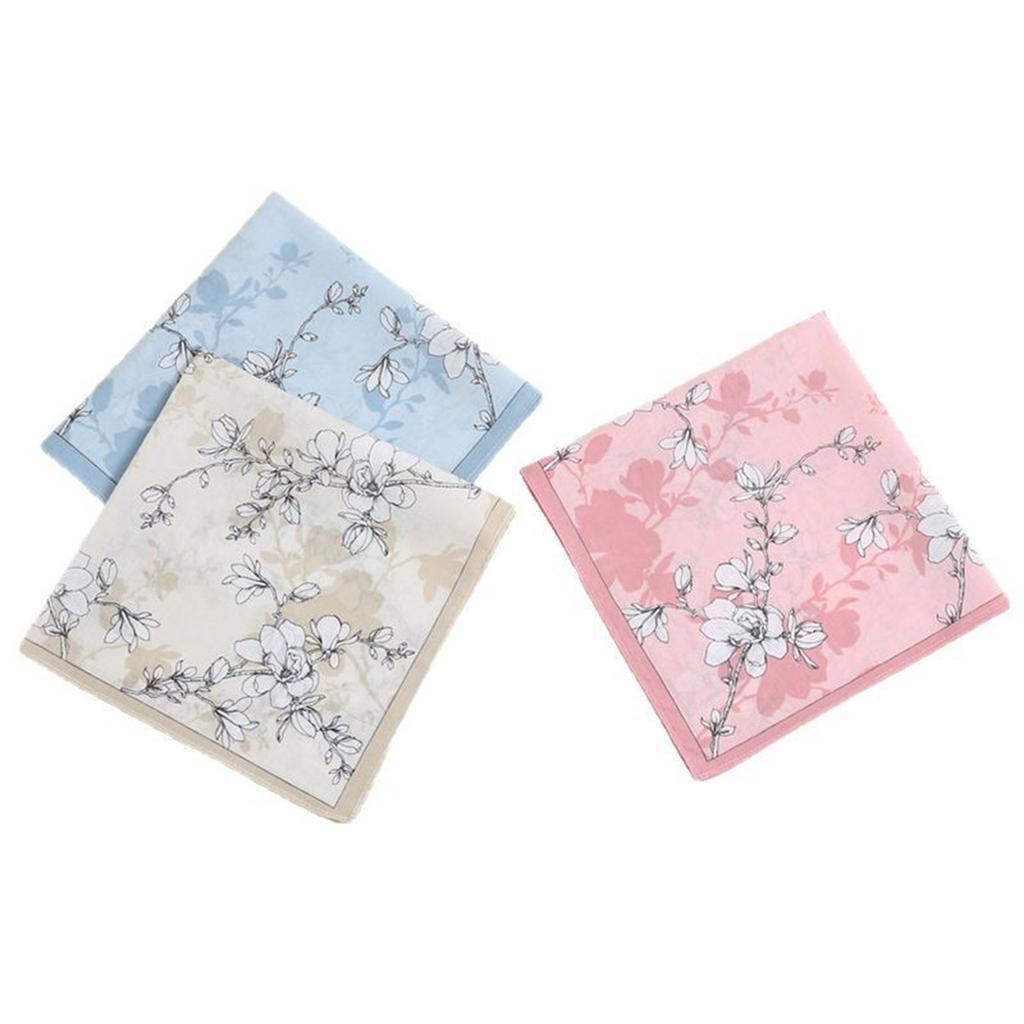 Lady Square Handkerchief Cotton Flower Women Child Print Face Hand Towel Hanky Wedding Christmas Gift
