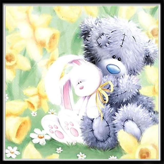 Diamond Painting Cute Animal Teddy Bear Round Diamond Embroidery Mosaic Home Decoration Pattern