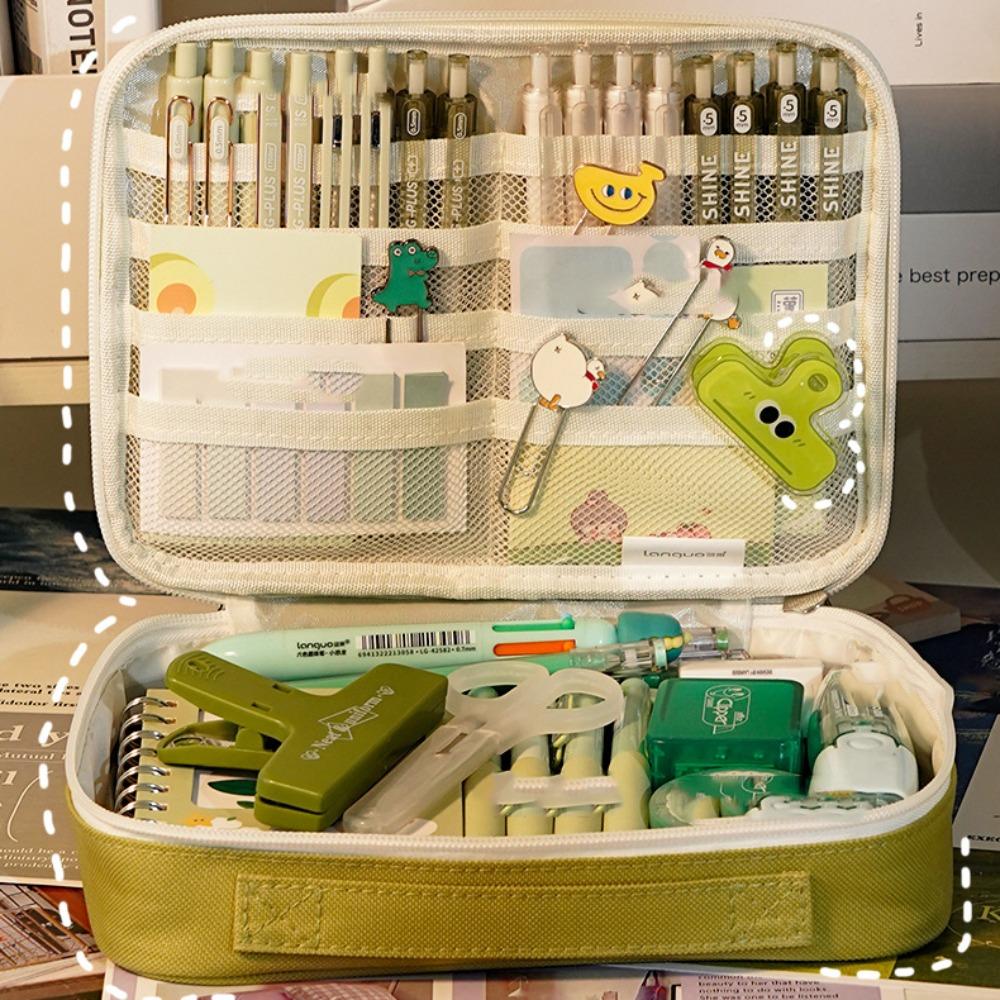

Candy Colors Multifunctional Organizer Bag Stationery Pencil Cases Makeup Brush Storage Bag зелёный