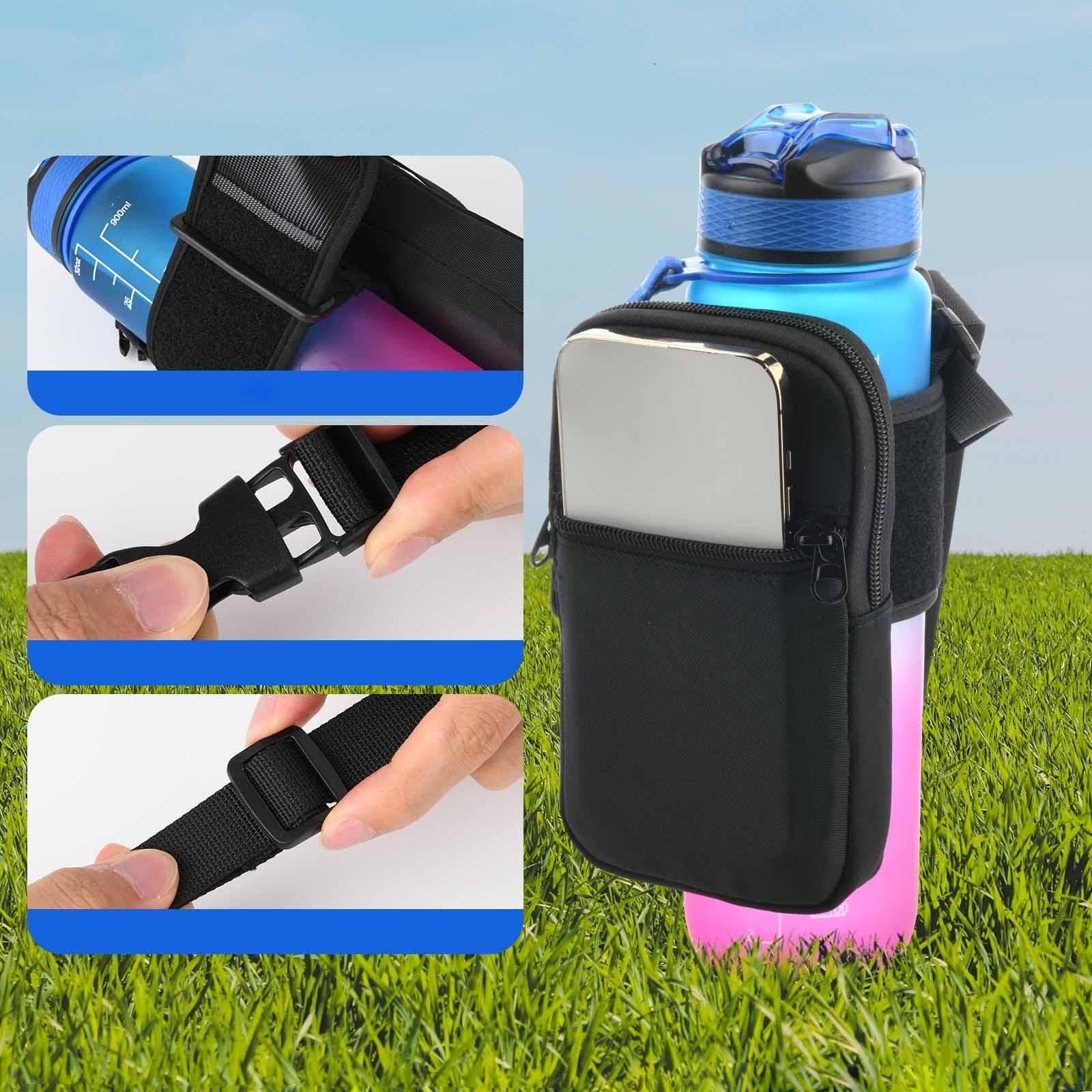 

Чехол-подсумок для бутылки с водой с карманом, многоразовая сумка-переноска для уличных стаканов, держатель для телефона для наушников