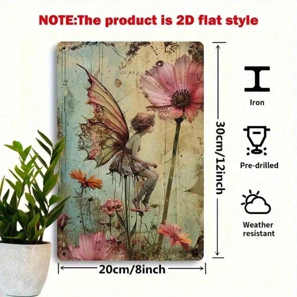 Enchanted Fairy Garden Metal Wall Art Rustic Botanical Cottagecore Home Decor