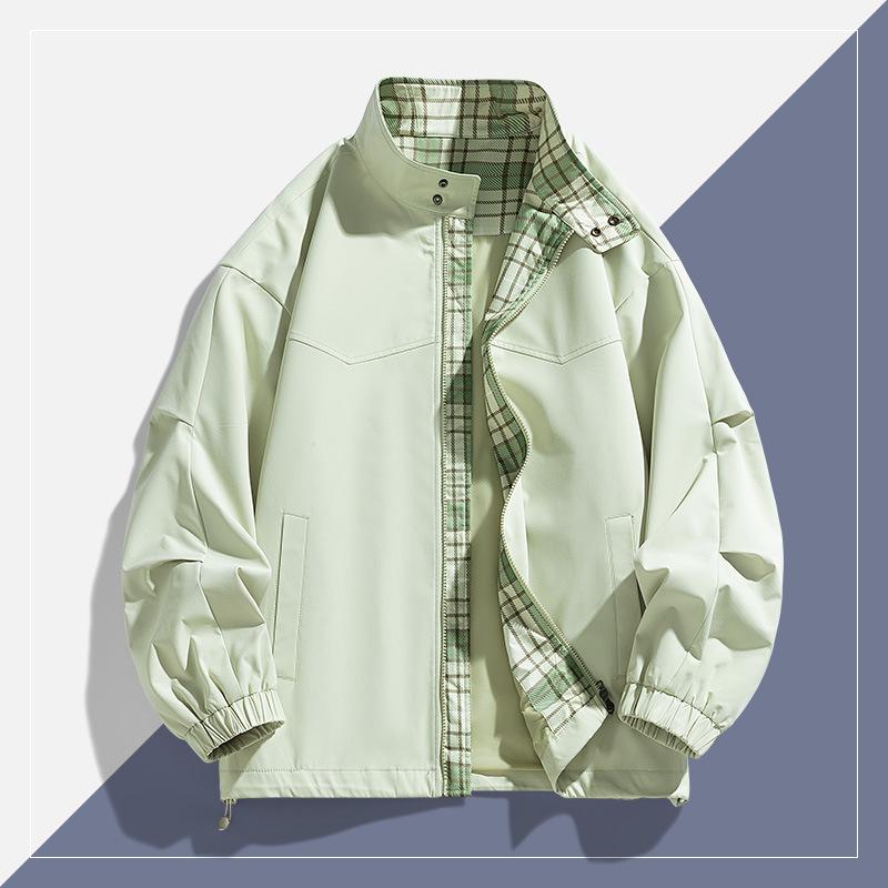 

Working Stand Collar Jacket for Men In Spring and Autumn New Casual Teenager American Retro Handsome Top Jacket 3XL