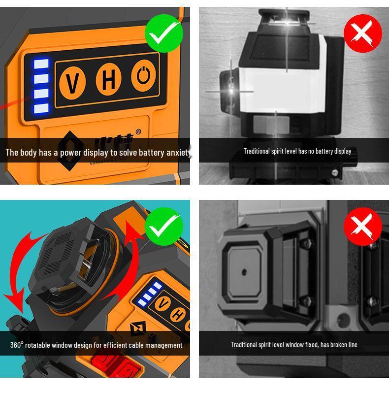 Mini High Precision Laser Level with 12 Red Light Lines and Automatic Wall Alignment