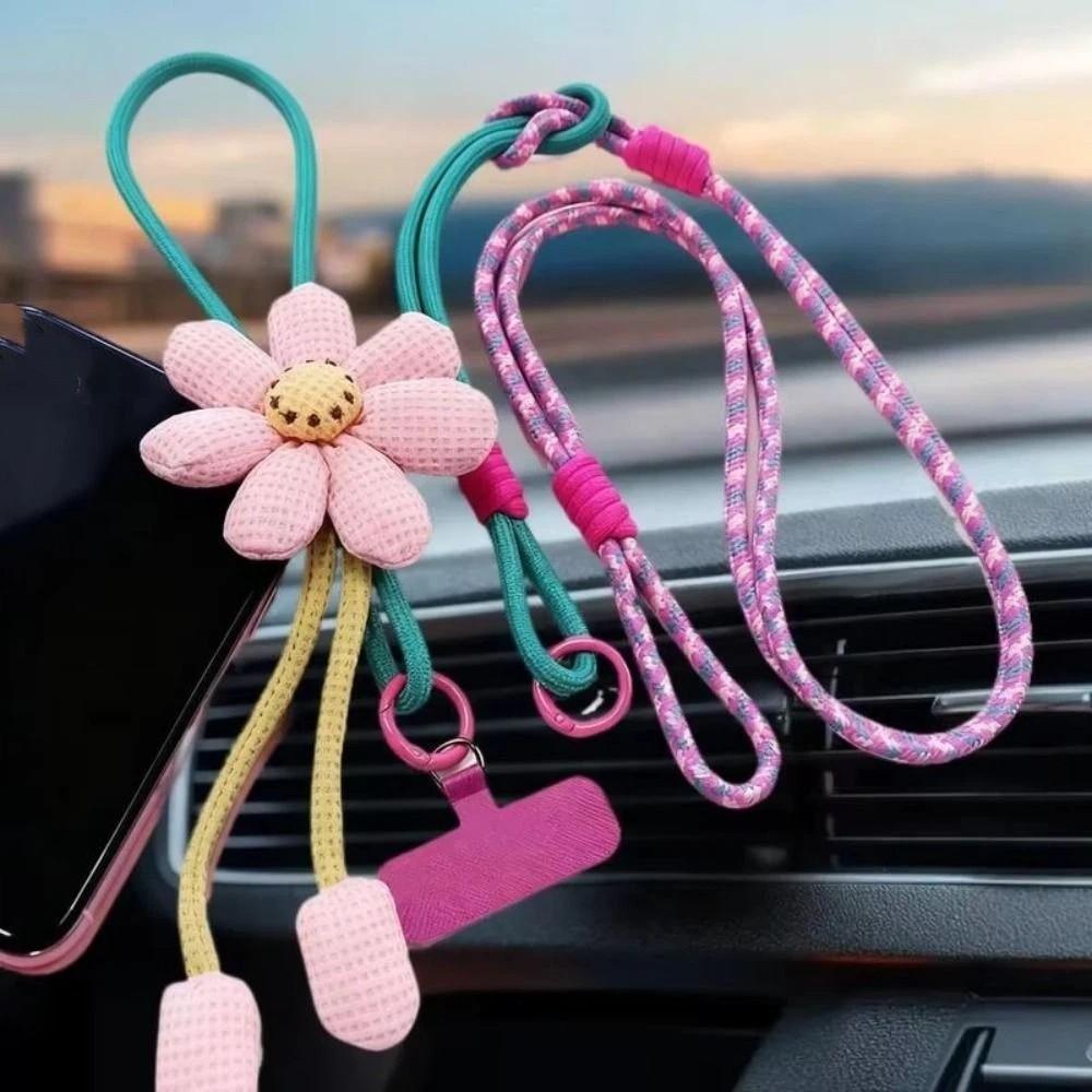 Crossbody Flowers Phone Lanyard Detachable Cell Phone Strap Phone Woven Chain Outdoor Activity