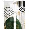 Bohemian Abstract Style Leaf Plant Bedroom Curtains Tulle Sheer Curtain Living Room Home Decor Voile Drapes