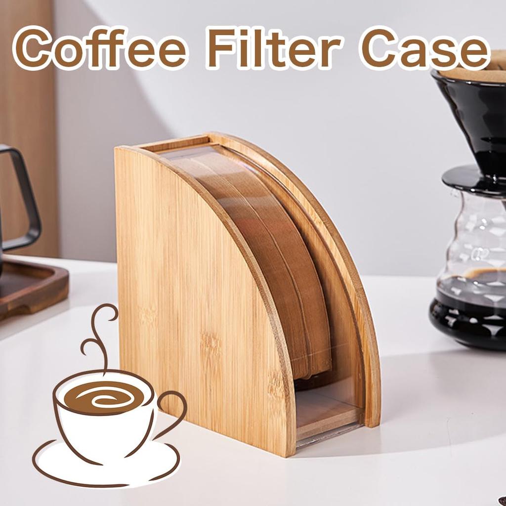 EINEY Coffee Filter Case with Lid Dustproof Coffee Paper Filter Storage Stand Case Waterproof Dustproof Coffee Paper Storage Space Saving for Home