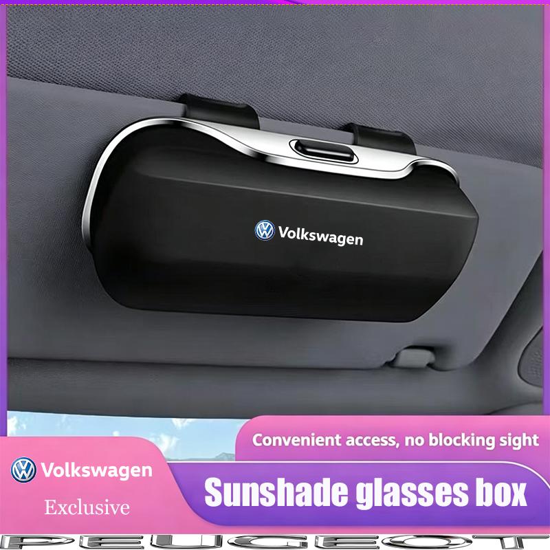 Car Visor Sunglasses Glasses Case Glasses Holder Clip Box Accessories For VW GTI Polo Golf Passat B6 Tiguan Arteon Taigo HubCap BIY1