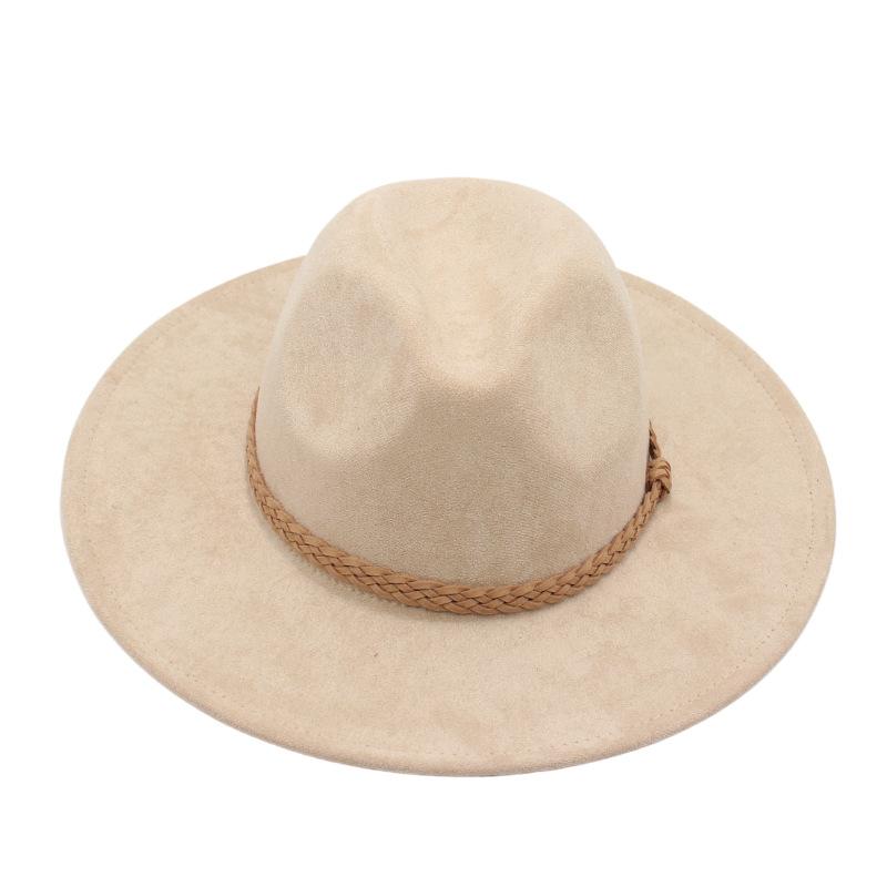 Big Brim Imitation Suede Jazz Hat Spring Summer Felt Hat Woven Accessories Popular Top Hat
