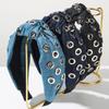 Wide Denim Headband Y2K Hollowed Out Eyelets Headband Hair Accessories Punk Hairband  Party