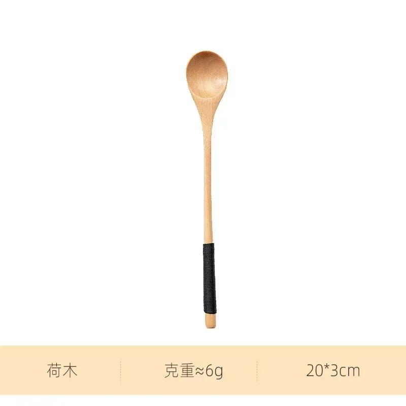Ong Gerader Griff Holz Kaffeelöffel zum Umrühren Mehrere Optionen Runder Mund Runder Griff Löffel Nachmittagstee Löffel Langer Griff