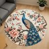 1pc Peacock Flowers Round Chair Mat Area Rug - Non-Slip, Floor Mat for Office, Bedroom, and Indoor Decor -1002243