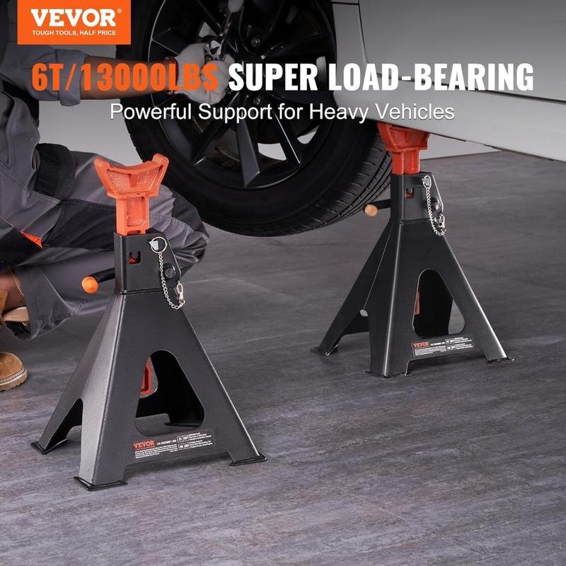 6 Ton Car Jack Stands, Double Locking Safety, Adjustable Height 14.2-23 Inch for SUV Truck ATV