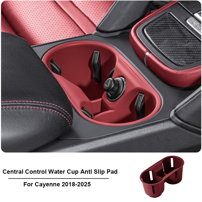 For Porsche Cayenne 2024 2025 Car Silicone Center Console Organizer Box Cup Holder Wireless Charging Pad Cup Insert Accessories