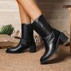 Pointed Toe Thick Heel Single Boots Women's Fashionable Pointed Sleeve Non-slip Wear-resistant Mid-calf Boots
