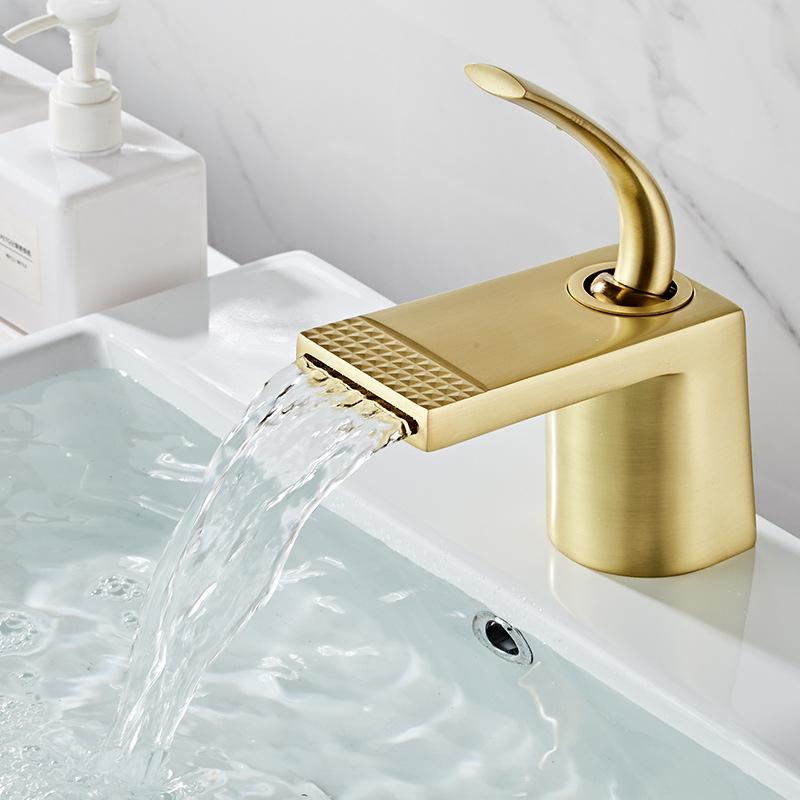 Basin Faucets White Gold Bathroom Faucet Hot and Cold Mixer Tap Black Brass Toilet Sink Water Crane Waterfall