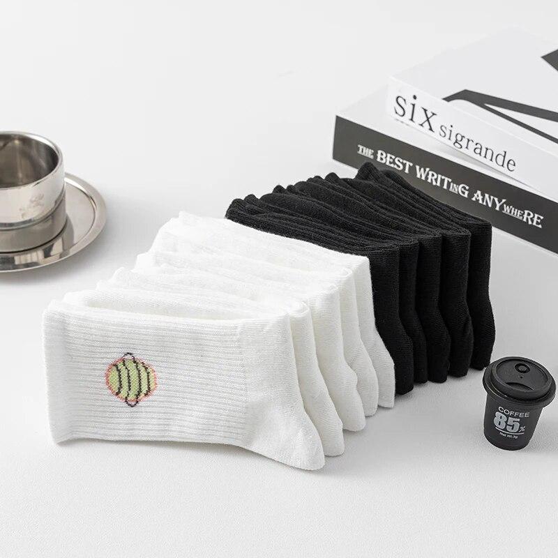 5 Pairs of Men's/women's Long Socks Made of Cotton, Soft and Breathable. Spring and Summer Couple DEVIL'S Mid Length Socks